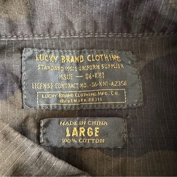 Lucky Brand Cotton Rip Stop Camo Button Down Shirt - Picture 4 of 6